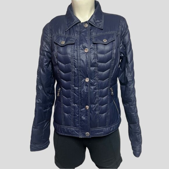 Guess Blue Quilted Puffer Nylon Jacket - Picture 1 of 16
